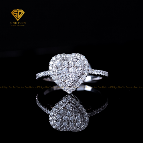 NHẪN MẶT TIM KIM CƯƠNG CAO CẤP