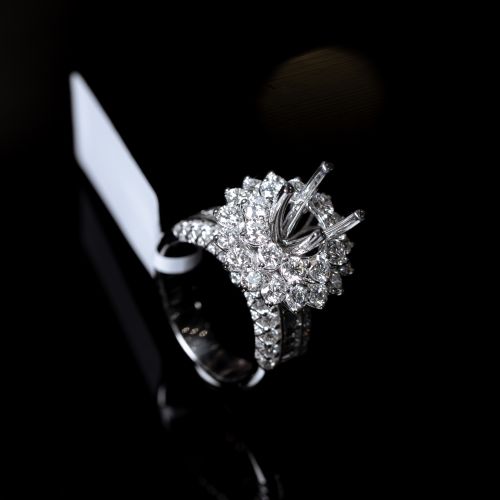 NHẪN KIM CƯƠNG THIÊN NHIÊN ĐÀI HOA 2 TẦNG