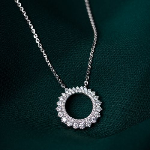 VÒNG CỔ MẶT HALO KIM CƯƠNG THIÊN NHIÊN 