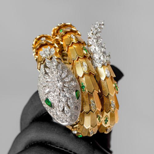 VÒNG TAY KIM CƯƠNG THIÊN NHIÊN RẮN SERPENTI BẢN LỚN