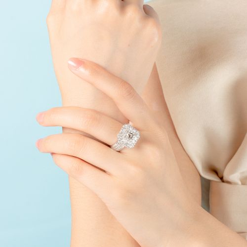 NHẪN KIM CƯƠNG THIÊN NHIÊN ĐÀI VUÔNG